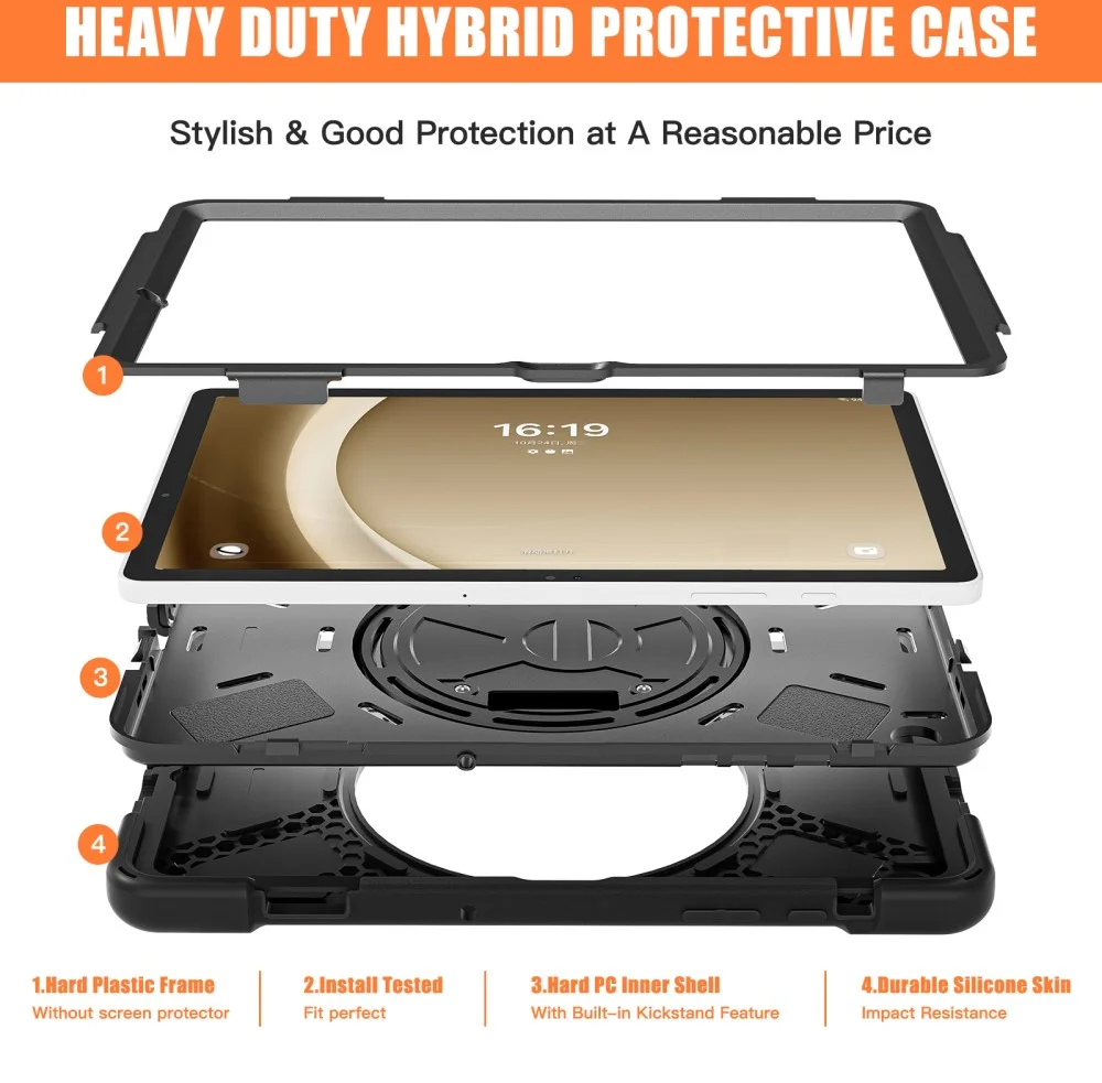 Samsung Galaxy Tab A9 Plus Hoes met Kickstand en Handriem Zwart afbeelding 4
