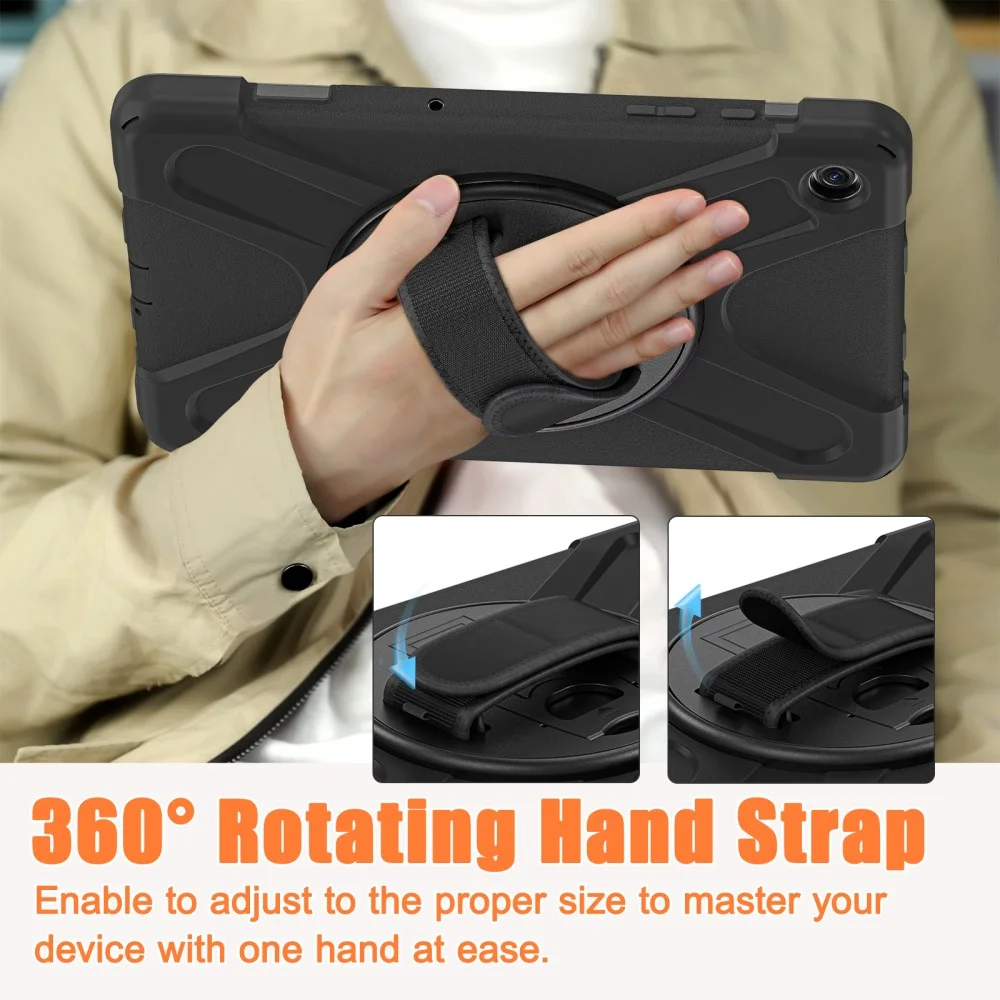 Samsung Galaxy Tab A9 Plus Hoes met Kickstand en Handriem Zwart afbeelding 6