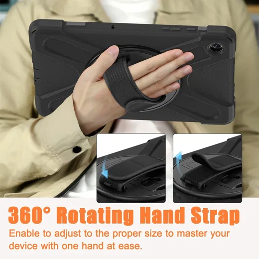 Samsung Galaxy Tab A9 Plus Hoes met Kickstand en Handriem Zwart afbeelding 6