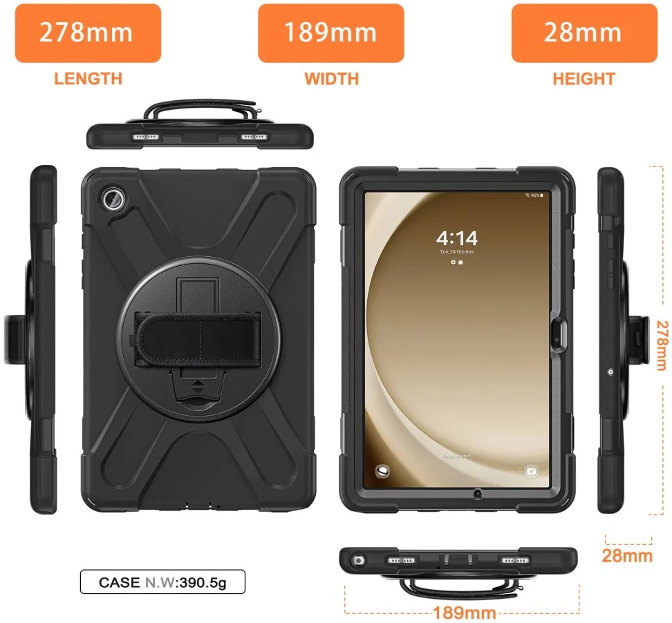 Samsung Galaxy Tab A9 Plus Hoes met Kickstand en Handriem Zwart afbeelding 9