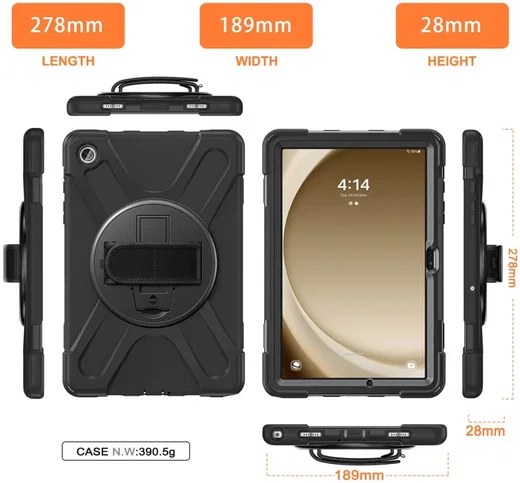Samsung Galaxy Tab A9 Plus Hoes met Kickstand en Handriem Zwart afbeelding 9