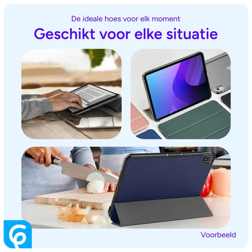 Samsung Galaxy Tab A11 / Tab A9 Hoes Tri-Fold Book Case Standaard Blauw afbeelding 6