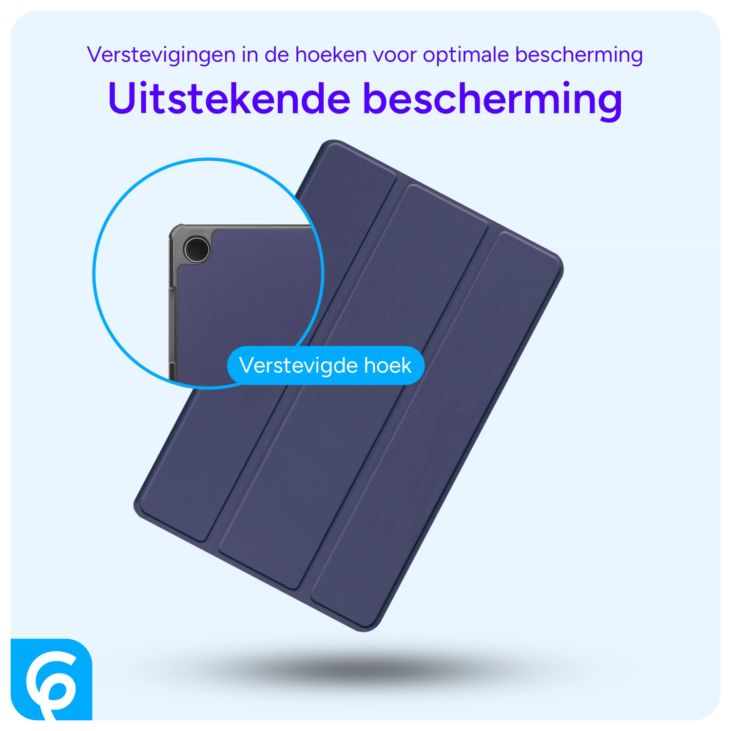 Samsung Galaxy Tab A11 / Tab A9 Hoes Tri-Fold Book Case Standaard Blauw afbeelding 2