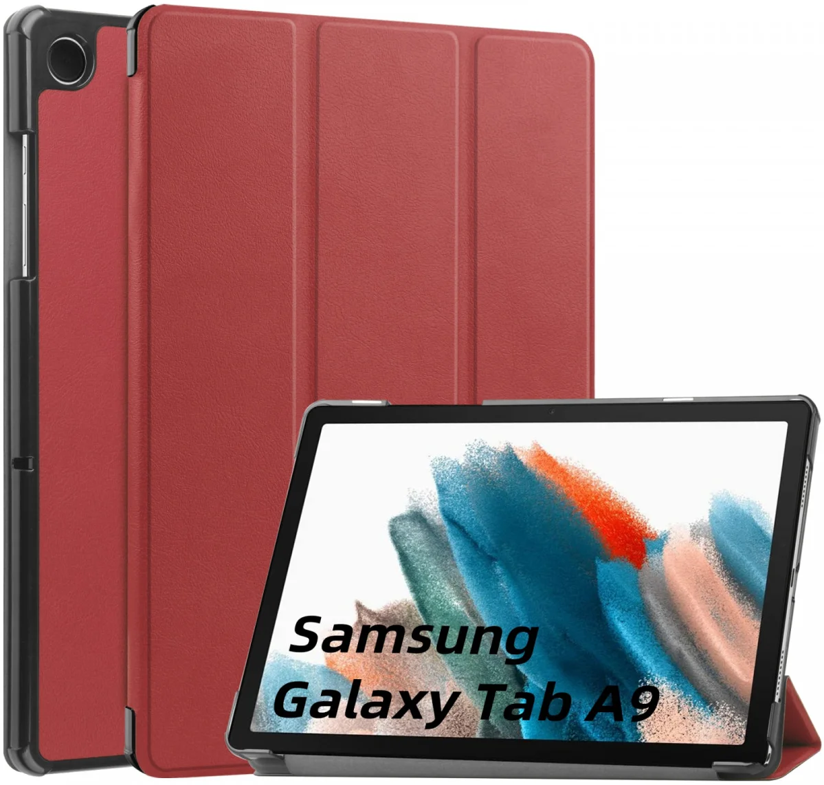 Samsung Galaxy Tab A11 / Tab A9 Hoes Tri-Fold Book Case Standaard Rood afbeelding 1
