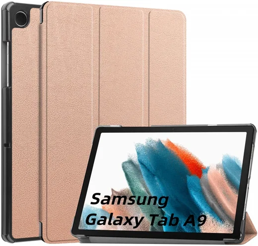 Samsung Galaxy Tab A11 / Tab A9 Hoes Tri-Fold Book Case Standaard Roze Goud afbeelding 1