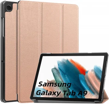 Samsung Galaxy Tab A11 / Tab A9 Hoes Tri-Fold Book Case Standaard Roze Goud
