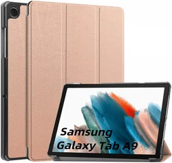 Samsung Galaxy Tab A11 / Tab A9 Hoes Tri-Fold Book Case Standaard Roze Goud afbeelding