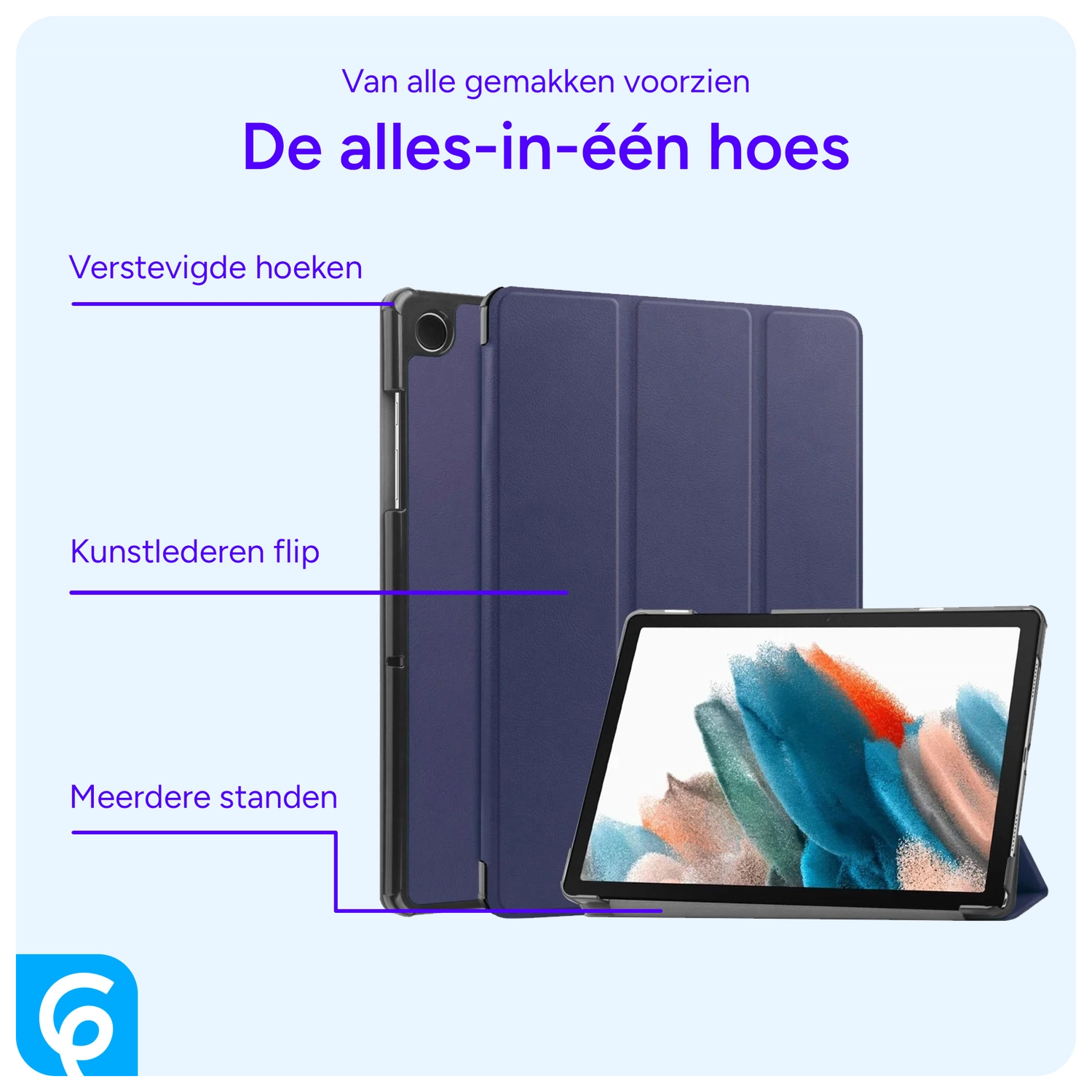 Samsung Tab A11 Plus / A9 Plus Tri-Fold Hoes met Standaard Blauw afbeelding 3