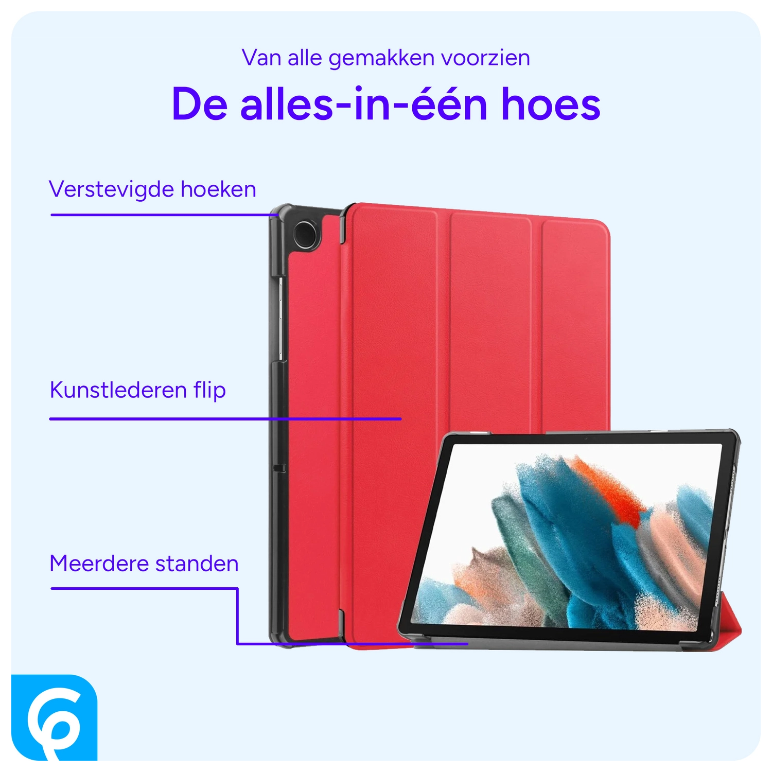 Samsung Tab A11 Plus / A9 Plus Tri-Fold Hoes met Standaard Rood afbeelding 2