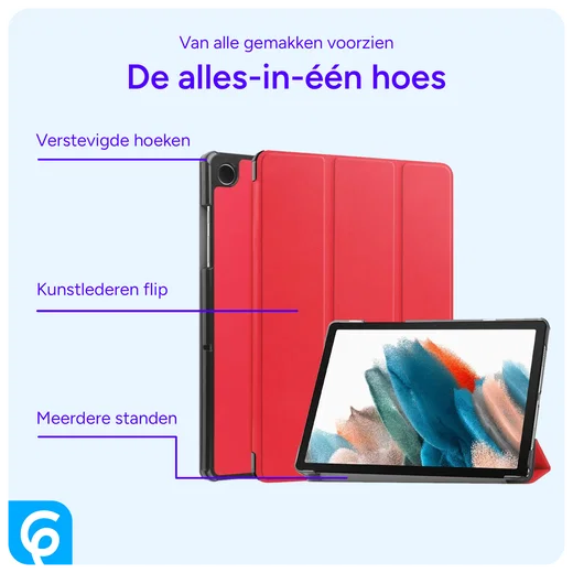 Samsung Tab A11 Plus / A9 Plus Tri-Fold Hoes met Standaard Rood afbeelding 2