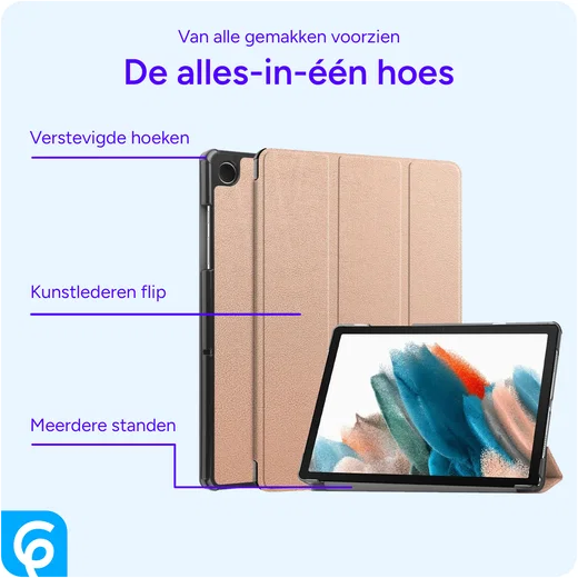 Samsung Tab A11 Plus / A9 Plus Tri-Fold Hoes met Standaard Roze Goud afbeelding 3