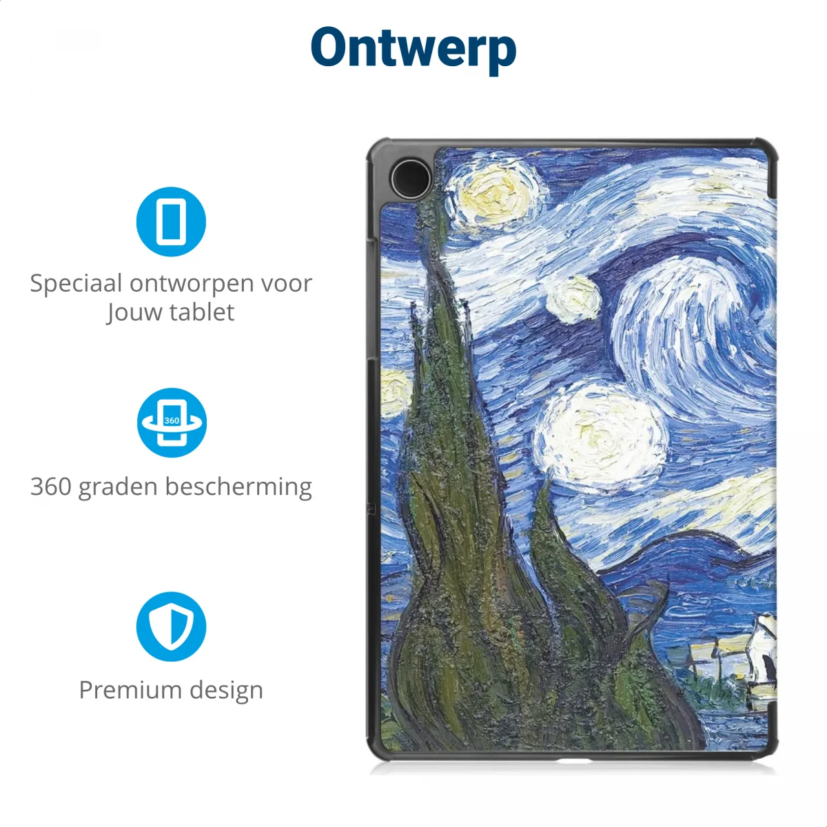 Samsung Galaxy Tab A11 Plus / Tab A9 Plus Hoes Book Case Sterrennacht afbeelding 3