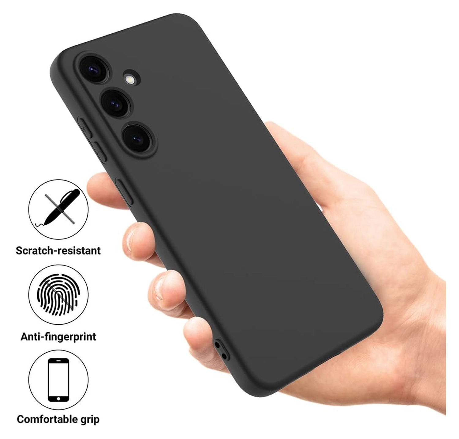 Samsung Galaxy S24 Hoesje Matte Back Cover Dun TPU Zwart afbeelding 2