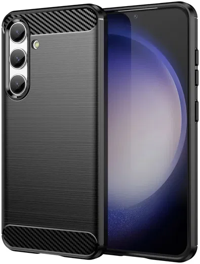 Samsung Galaxy S24 Hoesje Geborsteld TPU Flexibele Back Cover Zwart afbeelding 1