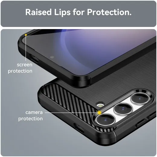 Samsung Galaxy S24 Hoesje Geborsteld TPU Flexibele Back Cover Zwart afbeelding 5