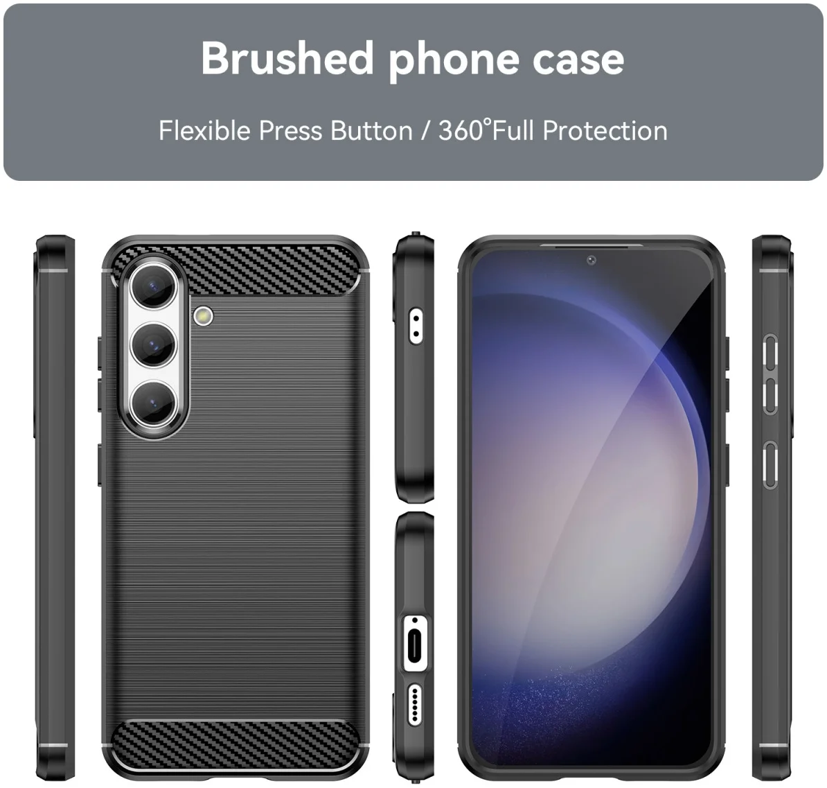 Samsung Galaxy S24 Hoesje Geborsteld TPU Flexibele Back Cover Zwart afbeelding 8