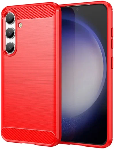 Samsung Galaxy S24 Hoesje Geborsteld TPU Flexibele Back Cover Rood afbeelding 1