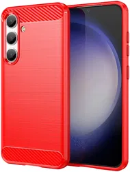 Samsung Galaxy S24 Hoesje Geborsteld TPU Flexibele Back Cover Rood afbeelding