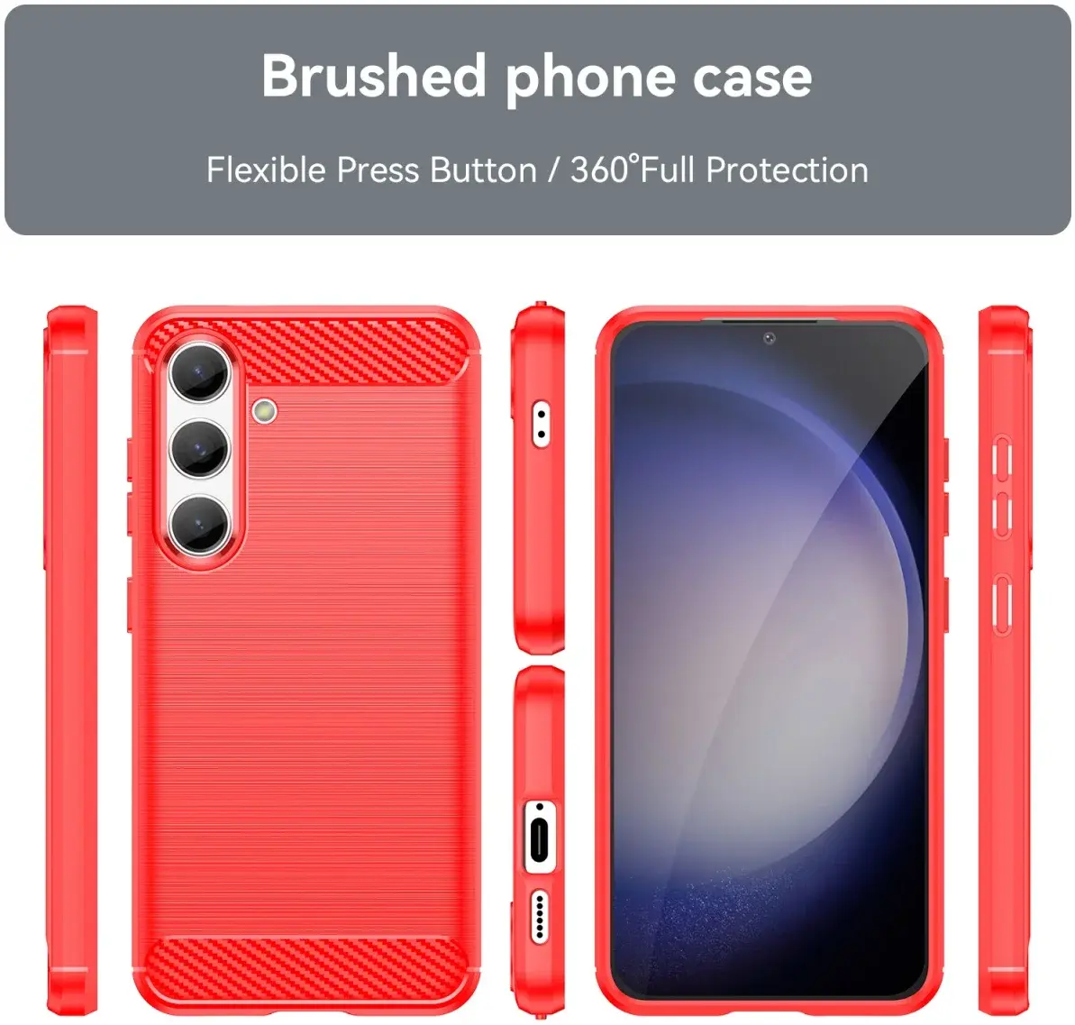 Samsung Galaxy S24 Hoesje Geborsteld TPU Flexibele Back Cover Rood afbeelding 8