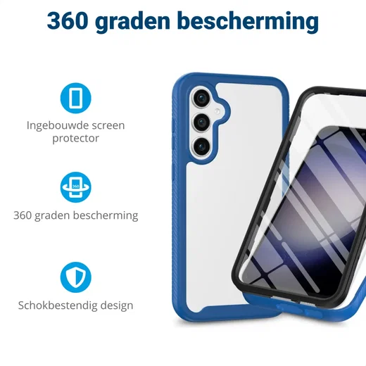 Samsung Galaxy S24 Hoesje Full Protect 360° Cover Hybride Blauw afbeelding 2