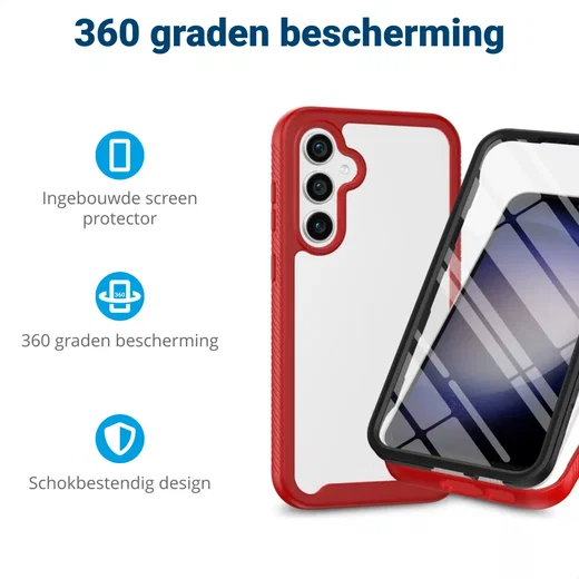 Samsung Galaxy S24 Hoesje Full Protect 360° Cover Hybride Rood afbeelding 2