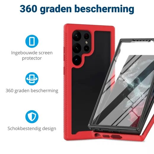 Samsung Galaxy S24 Ultra Hoesje Full Protect 360° Cover Hybride Rood afbeelding 2