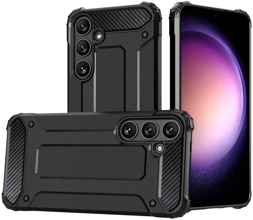 Samsung Galaxy S24 Hoesje Shock Proof Hybride Back Cover Zwart afbeelding 1