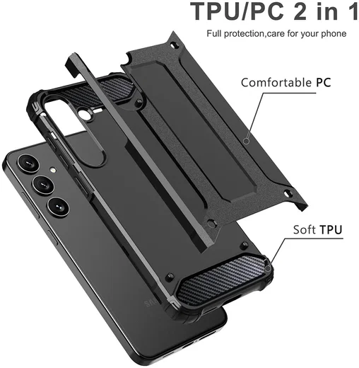 Samsung Galaxy S24 Hoesje Shock Proof Hybride Back Cover Zwart afbeelding 4