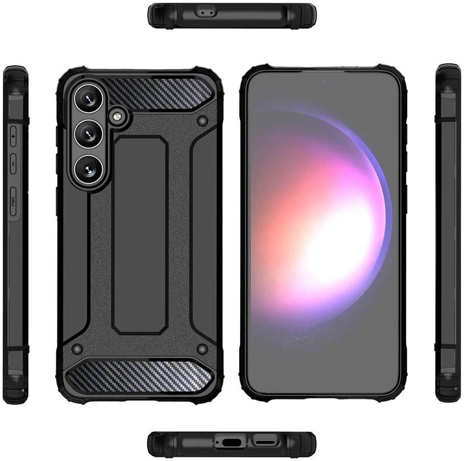Samsung Galaxy S24 Hoesje Shock Proof Hybride Back Cover Zwart afbeelding 6