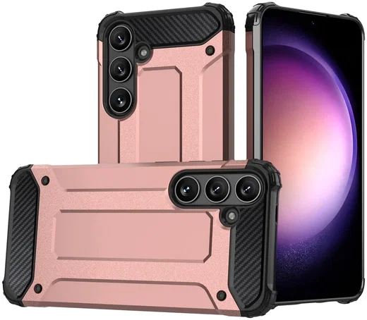 Samsung Galaxy S24 Hoesje Shock Proof Hybride Back Cover Roze afbeelding 1