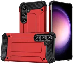 Samsung Galaxy S24 Hoesje Shock Proof Hybride Back Cover Rood afbeelding