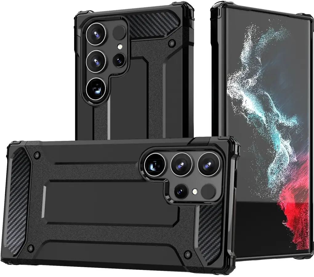 Samsung Galaxy S24 Ultra Hoesje Shock Proof Hybride Back Cover Zwart afbeelding 1