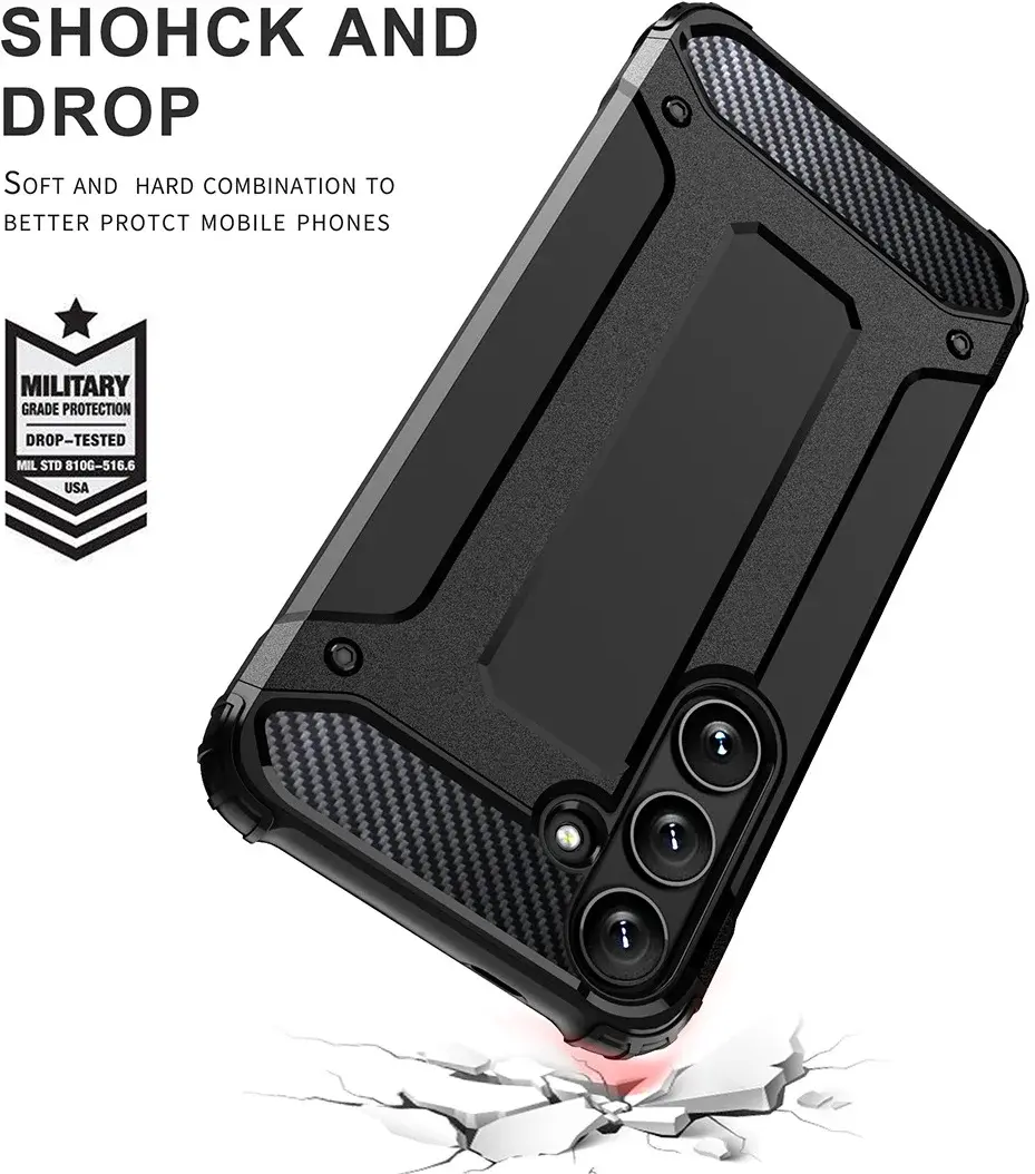 Samsung Galaxy S24 Ultra Hoesje Shock Proof Hybride Back Cover Zwart afbeelding 2