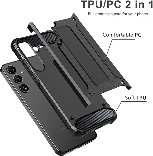 Samsung Galaxy S24 Ultra Hoesje Shock Proof Hybride Back Cover Zwart afbeelding 4