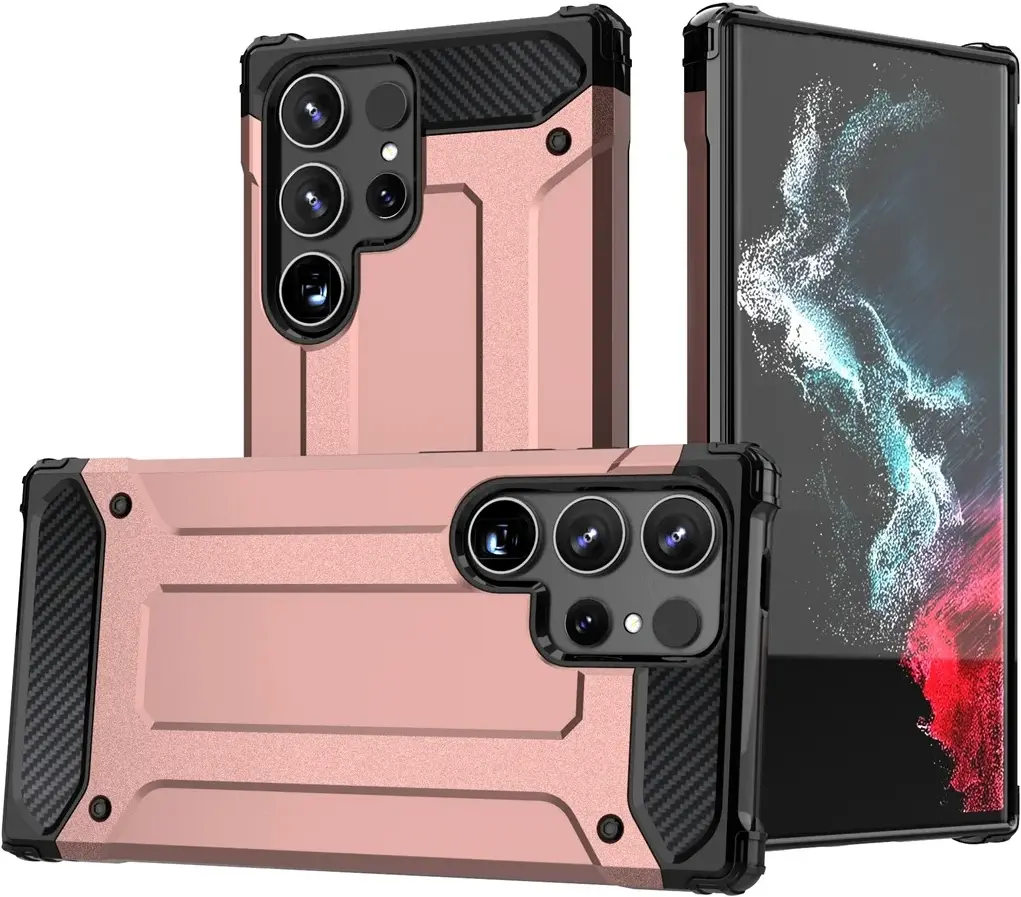 Samsung Galaxy S24 Ultra Hoesje Shock Proof Hybride Back Cover Roze afbeelding 1