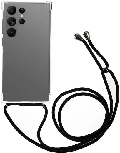 Samsung Galaxy S24 Ultra Hoesje met Koord TPU Back Cover Transparant afbeelding 1