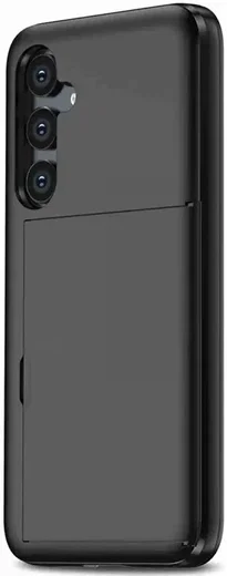 Samsung Galaxy S24 Hoesje met Slider Kaarthouder Back Cover Zwart afbeelding 2