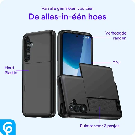Samsung Galaxy S24 Hoesje met Slider Kaarthouder Back Cover Zwart afbeelding 5