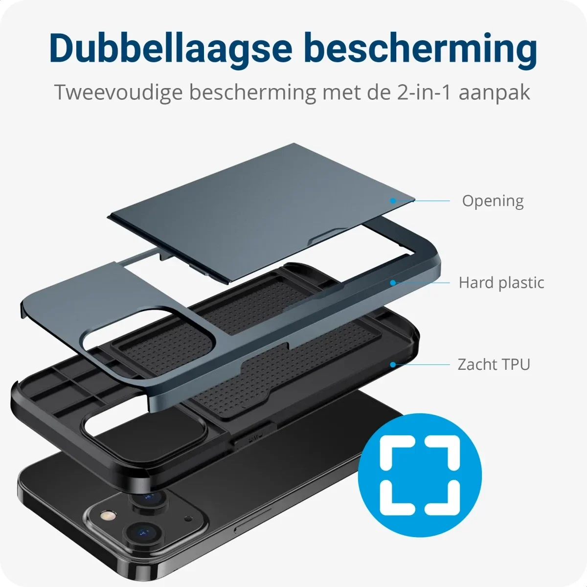 Samsung Galaxy S24 Hoesje met Slider Kaarthouder Back Cover Blauw afbeelding 7
