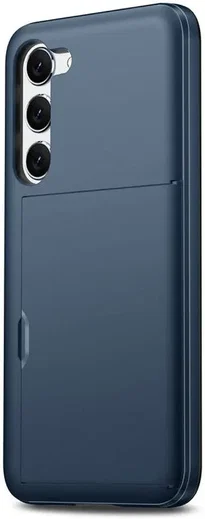 Samsung Galaxy S24 Hoesje met Slider Kaarthouder Back Cover Blauw afbeelding 2