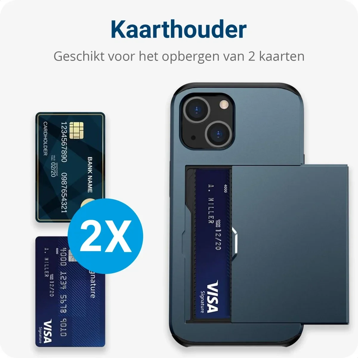 Samsung Galaxy S24 Hoesje met Slider Kaarthouder Back Cover Blauw afbeelding 5
