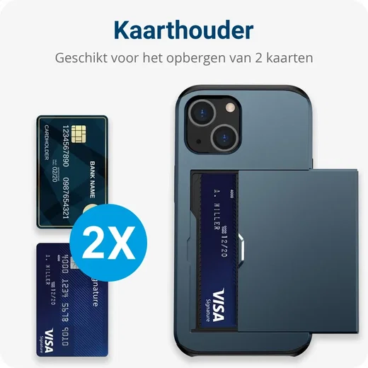Samsung Galaxy S24 Hoesje met Slider Kaarthouder Back Cover Blauw afbeelding 5