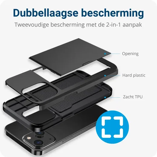 Samsung Galaxy S24 Plus Hoesje met Slider Kaarthouder Back Cover Zwart afbeelding 6