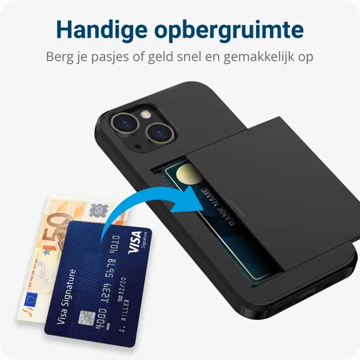 Samsung Galaxy S24 Plus Hoesje met Slider Kaarthouder Back Cover Zwart afbeelding 8