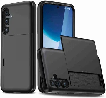 Samsung Galaxy S24 Plus Hoesje met Slider Kaarthouder Back Cover Zwart