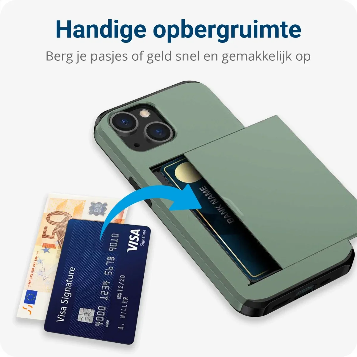 Samsung Galaxy S24 Plus Hoesje met Slider Kaarthouder Back Cover Groen afbeelding 7