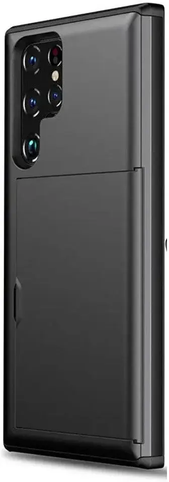 Samsung Galaxy S24 Ultra Hoesje met Slider Kaarthouder Zwart afbeelding 2