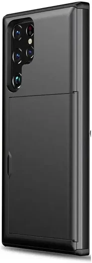 Samsung Galaxy S24 Ultra Hoesje met Slider Kaarthouder Zwart afbeelding 2