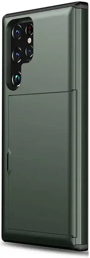 Samsung Galaxy S24 Ultra Hoesje met Slider Kaarthouder Groen afbeelding 2
