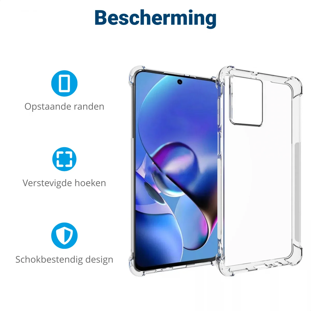 Motorola Moto G54 Hoesje Schokbestendig en Dun TPU Transparant afbeelding 4